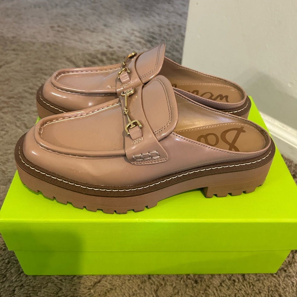Sam Edelman Lennon Lugsole Mules - Tan - size 7
